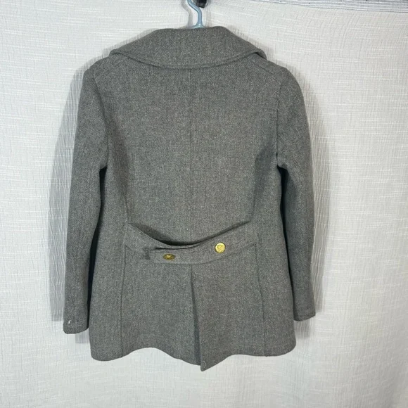 J. Crew Pea Coat Stadium Cloth Nello Gori Gray Gold Button Jacket size 8‎ - Picture 3 of 12